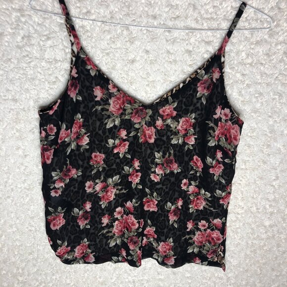 White House Black Market Leopard Print Cami‎ Top Floral Trim Sleeveless MP - Picture 6 of 10